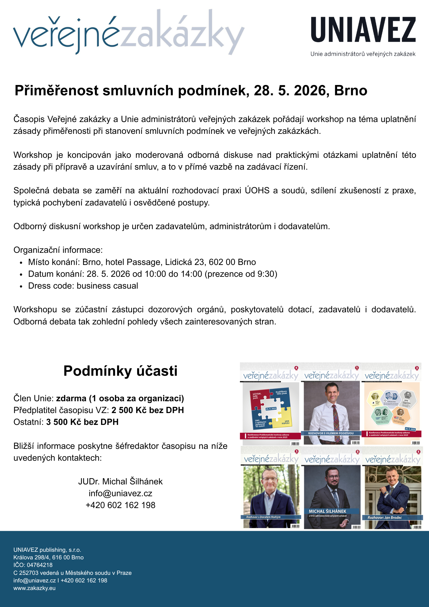 WORKSHOP: Přiměřenost smluvních podmínek